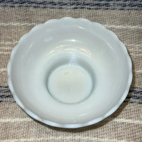 Scalloped Milk Glass Pedestal Dish - Picture 2 of 3